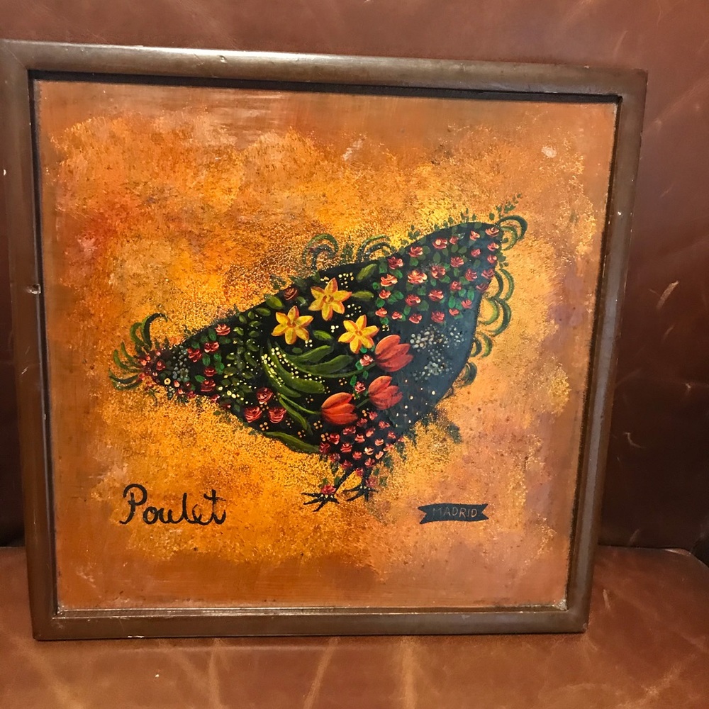 Hand painted rooster tray
